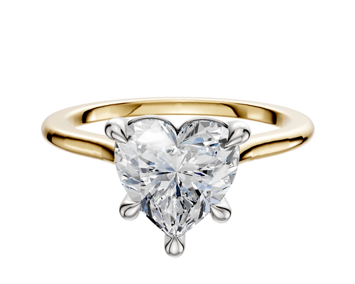 18K Two Tone 4 Prong Basket Cathedral Dome 1.5mm Engagement Ring