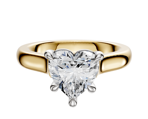 14K Two Tone 4 Prong Basket Cathedral Dome 3.0mm Engagement Ring