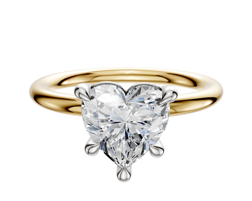 14K Two Tone 4 Prong Basket Classic Dome 2.0mm Engagement Ring
