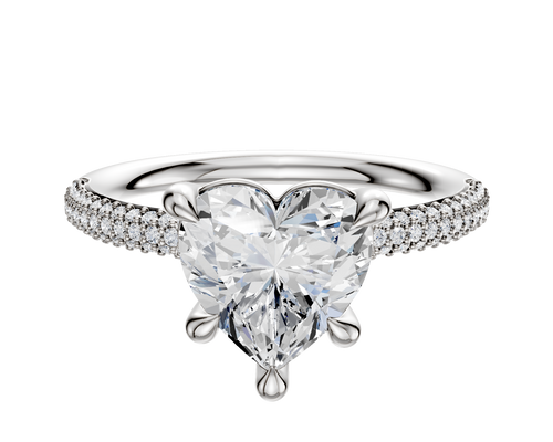 Platinum 4 Prong Basket Classic Dome 3-Row-Pave 2.0mm Engagement Ring