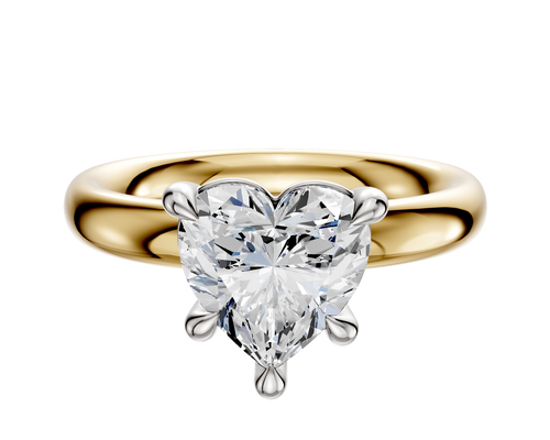 18K Two Tone 4 Prong Basket Classic Dome 3.0mm Engagement Ring