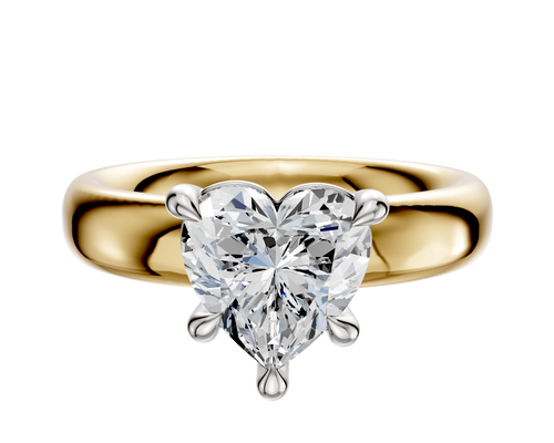 18K Two Tone 4 Prong Basket Classic Dome 4.0mm Engagement Ring