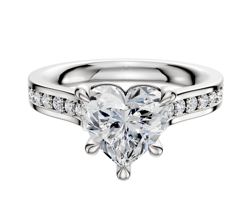 Platinum 4 Prong Basket Cathedral Flat 1-Row-Pave 2.5mm Engagement Ring