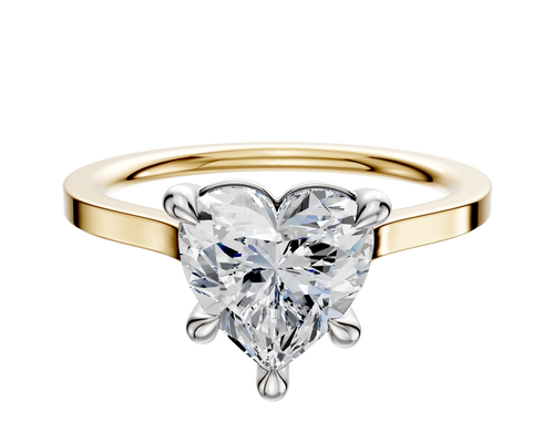 18K Two Tone 4 Prong Basket Cathedral Flat 1.5mm Engagement Ring