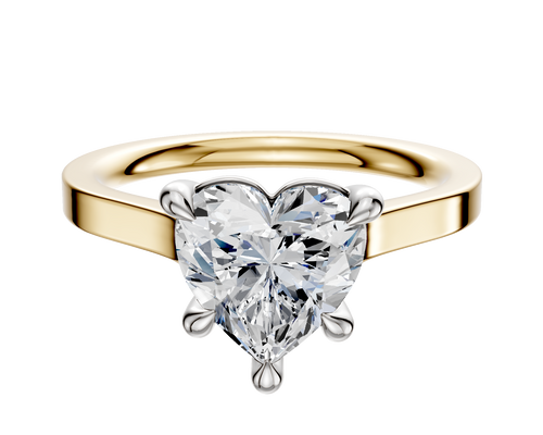 14K Two Tone 4 Prong Basket Cathedral Flat 2.0mm Engagement Ring