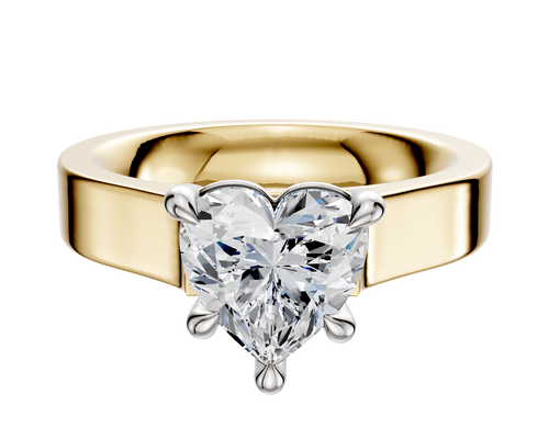 14K Two Tone 4 Prong Basket Cathedral Flat 4.0mm Engagement Ring