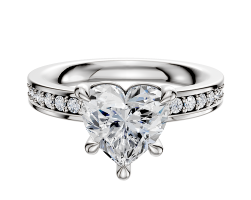Platinum 4 Prong Basket Classic Flat 1-Row-Pave 2.5mm Engagement Ring