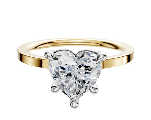 14K Two Tone 4 Prong Basket Classic Flat 1.5mm Engagement Ring