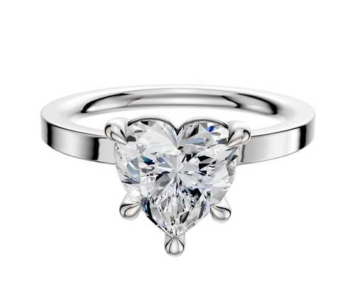 14K White Gold 4 Prong Basket Classic Flat 2.0mm Engagement Ring