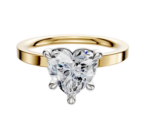 14K Two Tone 4 Prong Basket Classic Flat 2.0mm Engagement Ring