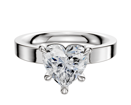 14K White Gold 4 Prong Basket Classic Flat 3.0mm Engagement Ring