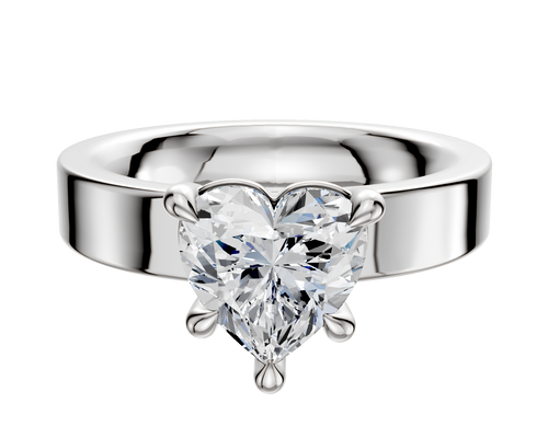 14K White Gold 4 Prong Basket Classic Flat 4.0mm Engagement Ring