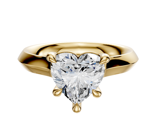 18K Yellow Gold 4 Prong Basket Cathedral Knife Edge 3.0mm Engagement Ring