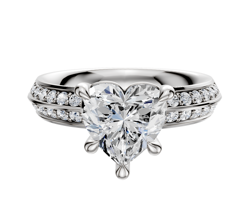 Platinum 4 Prong Basket Classic Knife Edge 1-Row-Pave 2.5mm Engagement Ring