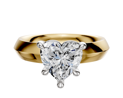 14K Two Tone 4 Prong Basket Classic Knife Edge 4.0mm Engagement Ring