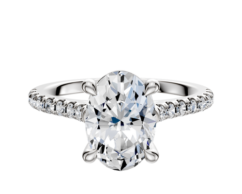 Platinum 4 Prong Basket Cathedral Dome 1-Row-Pave 2.5mm Engagement Ring