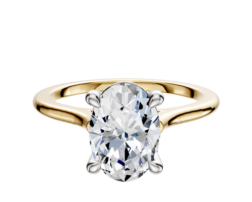 14K Two Tone 4 Prong Basket Cathedral Dome 1.5mm Engagement Ring