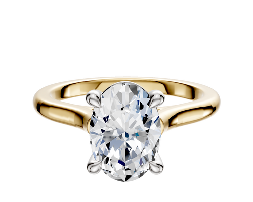18K Two Tone 4 Prong Basket Cathedral Dome 2.0mm Engagement Ring