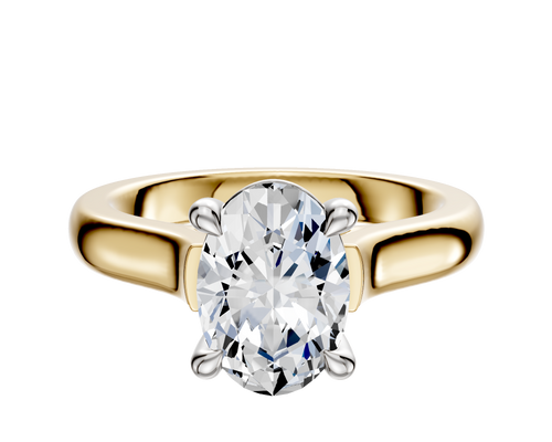 18K Two Tone 4 Prong Basket Cathedral Dome 3.0mm Engagement Ring