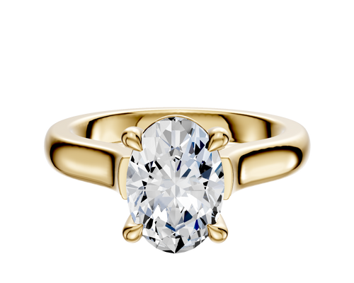 14K Yellow Gold 4 Prong Basket Cathedral Dome 3.0mm Engagement Ring