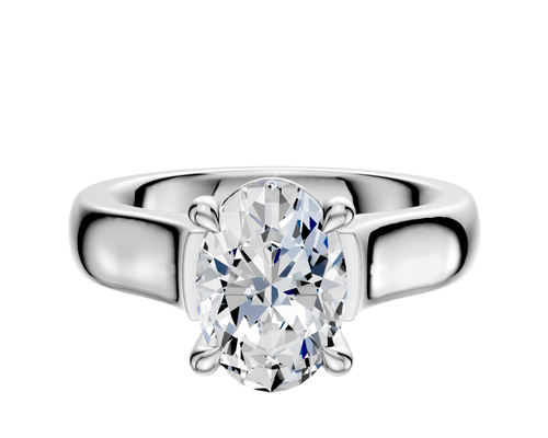 14K White Gold 4 Prong Basket Cathedral Dome 4.0mm Engagement Ring