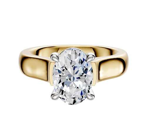 14K Two Tone 4 Prong Basket Cathedral Dome 4.0mm Engagement Ring