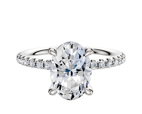 Platinum 4 Prong Basket Classic Dome 1-Row-Pave 2.5mm Engagement Ring