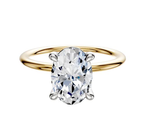 14K Two Tone 4 Prong Basket Classic Dome 1.5mm Engagement Ring