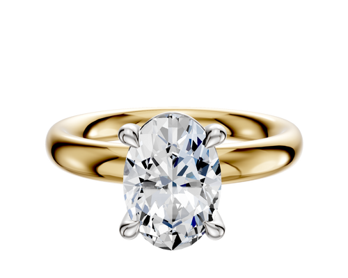 14K Two Tone 4 Prong Basket Classic Dome 3.0mm Engagement Ring