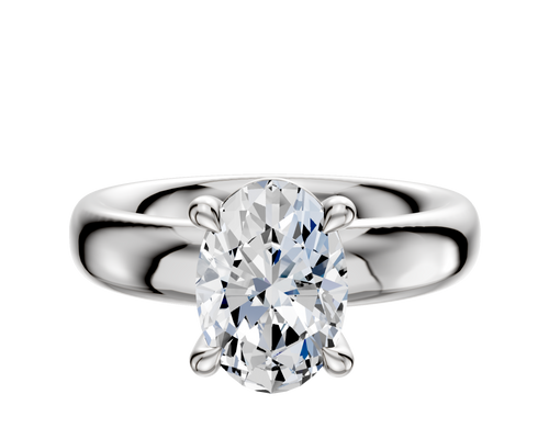 18K White Gold 4 Prong Basket Classic Dome 4.0mm Engagement Ring
