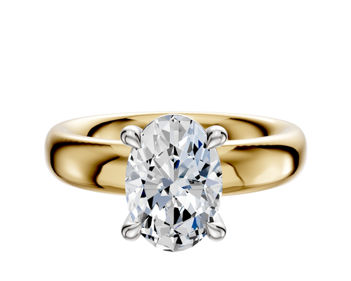 14K Two Tone 4 Prong Basket Classic Dome 4.0mm Engagement Ring