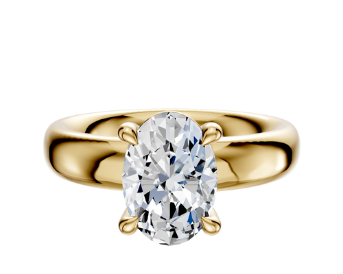 14K Yellow Gold 4 Prong Basket Classic Dome 4.0mm Engagement Ring