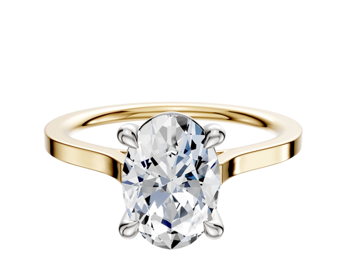 18K Two Tone 4 Prong Basket Cathedral Flat 1.5mm Engagement Ring