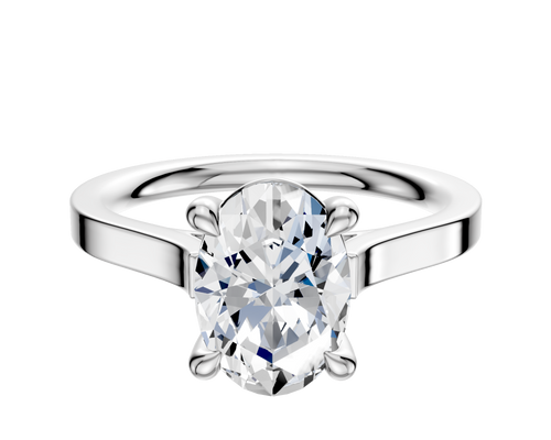 18K White Gold 4 Prong Basket Cathedral Flat 2.0mm Engagement Ring