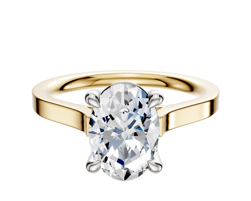 18K Two Tone 4 Prong Basket Cathedral Flat 2.0mm Engagement Ring