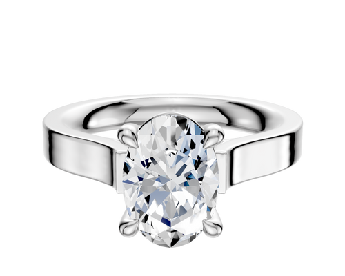 18K White Gold 4 Prong Basket Cathedral Flat 3.0mm Engagement Ring