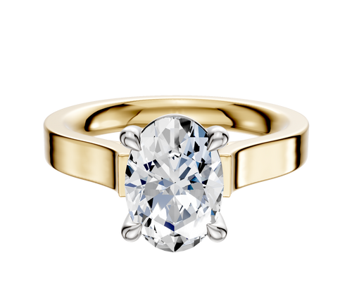 14K Two Tone 4 Prong Basket Cathedral Flat 3.0mm Engagement Ring