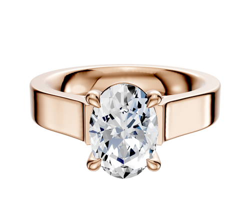 18K Rose Gold 4 Prong Basket Cathedral Flat 4.0mm Engagement Ring