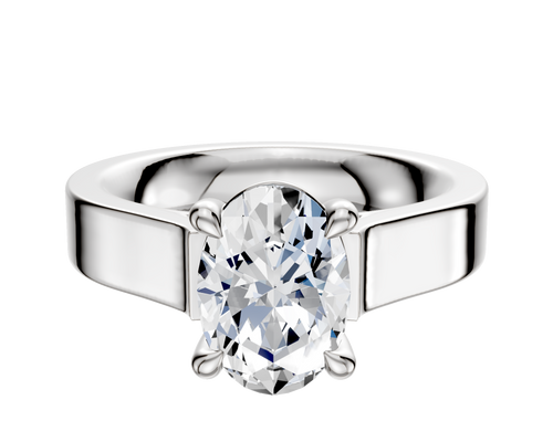 18K White Gold 4 Prong Basket Cathedral Flat 4.0mm Engagement Ring