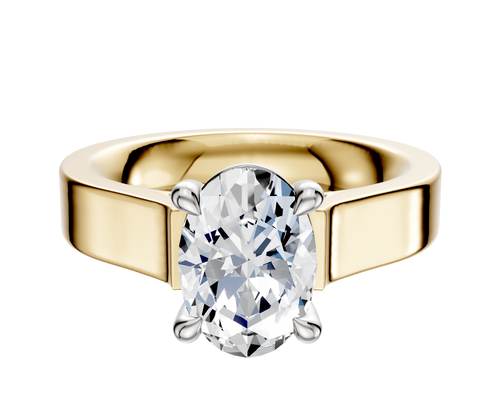 14K Two Tone 4 Prong Basket Cathedral Flat 4.0mm Engagement Ring