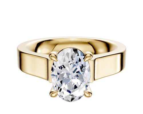 14K Yellow Gold 4 Prong Basket Cathedral Flat 4.0mm Engagement Ring