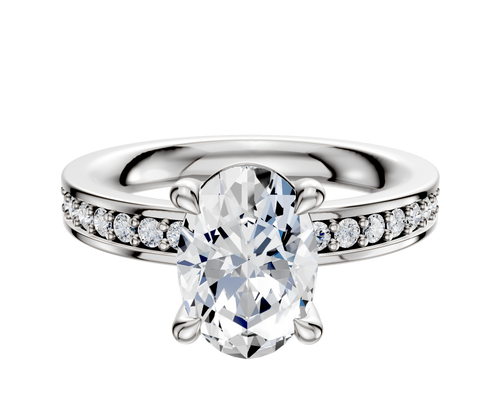 Platinum 4 Prong Basket Classic Flat 1-Row-Pave 2.5mm Engagement Ring