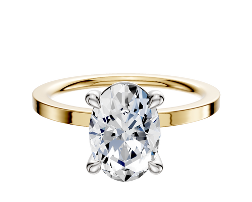 18K Two Tone 4 Prong Basket Classic Flat 1.5mm Engagement Ring