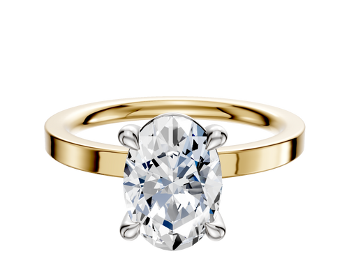 14K Two Tone 4 Prong Basket Classic Flat 2.0mm Engagement Ring