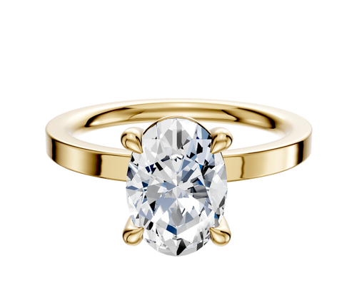 18K Yellow Gold 4 Prong Basket Classic Flat 2.0mm Engagement Ring