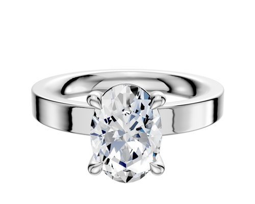 14K White Gold 4 Prong Basket Classic Flat 3.0mm Engagement Ring