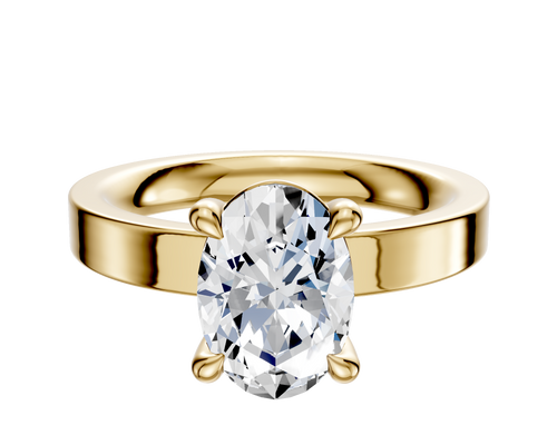 14K Yellow Gold 4 Prong Basket Classic Flat 3.0mm Engagement Ring