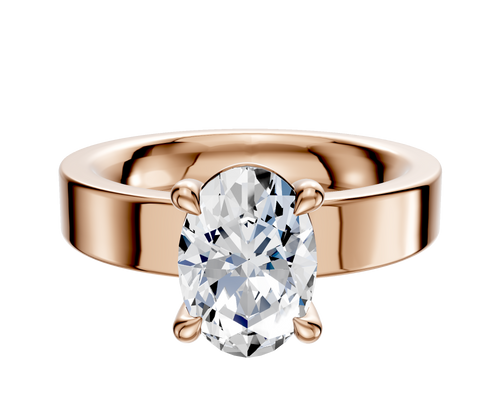 18K Rose Gold 4 Prong Basket Classic Flat 4.0mm Engagement Ring