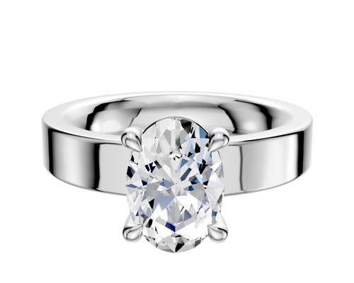 18K White Gold 4 Prong Basket Classic Flat 4.0mm Engagement Ring