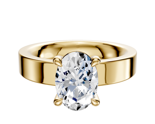 18K Yellow Gold 4 Prong Basket Classic Flat 4.0mm Engagement Ring